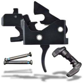 The Triggered Company The Disruptor AR-15 Forced Reset Rifle Trigger 3 Position Drop In Forced Reset Rifle Trigger w/ Ambidextrous Safety Selector, AR-15, Curved, 3.7-4.1lb, Black, 4