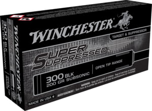 Winchester Super Suppressed .300 AAC Blackout 200 grain Full Metal Jacket Centerfire Rifle Ammo, 20 Rounds, SUP300BLK
