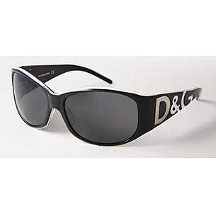 D&G DD3008 Sunglasses Black w/White Stripe Frame / Gray-Blue Lenses |