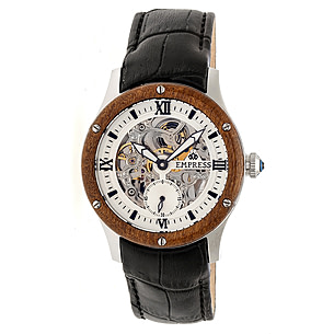 Empress Victoria Automatic Wood Bezel Skeleton Dial Leather  display picture 1