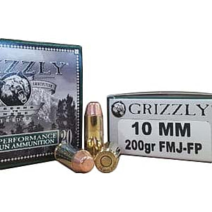 Grizzly Cartridge 10 mm 200 Grain Full Metal Jacket-Flat Point
