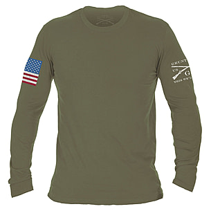 Grunt Style Basic Long Sleeve T-Shirt - Heather Gray, Full Color Flag, Unisex