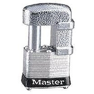 Master Lock 37DSPT Armored Padlock With Shackle Guard - Hardened Steel, 4-Pin Tumbler, For Trailers & Chains
