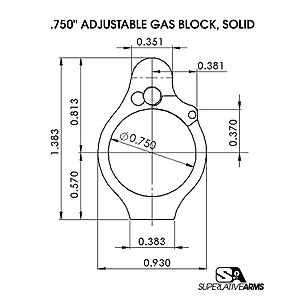 Superlative Arms Gas Block .750 in Solid Set Screw