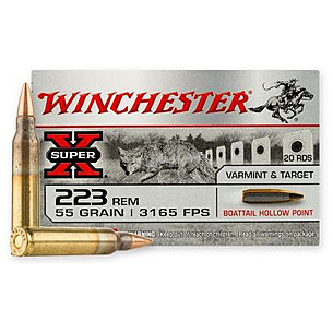 Winchester Super X .223 Remington, 55 Grain, Boat Tail Hollow