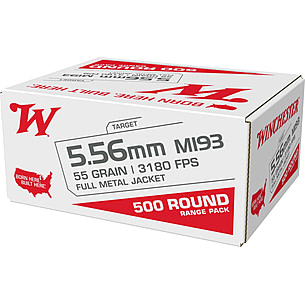 Winchester USA 5.56x45mm NATO 55 grain Ball (M193) Full Metal Jacket Brass Centerfire Rifle Ammunition