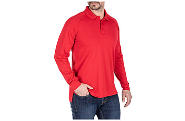 Image of 5.11 Tactical Performance Long Sleeve Polo - Men's, Extra Large, Regular, Range Red, 72049-477-XL