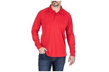 Image of 5.11 Tactical Performance Long Sleeve Polo - Men's, Extra Large, Regular, Range Red, 72049-477-XL