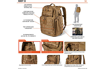Image of 5.11 Tactical Rush24 2.0 Backpack 37l, Kangaroo - 56563-134-1SZ