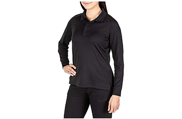 Image of 5.11 Tactical Performance Long Sleeve Polo - Womens, Black, Large, 62408-019-L