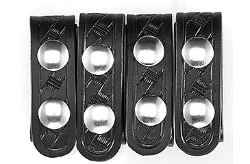 Image of Aker Leather 531 Double Snap 3/4inch Wide Belt Keepers, Chrome Snap, 4 PK, Basketweave, Black, A531-BW-4PK-CH