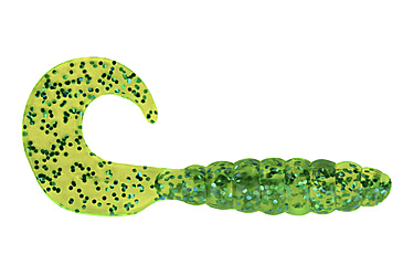 Image of Apex Tackle Curly Tail Soft Bait, 10, 1in, Chartreuse/Blue Flake, AP-CT1-75