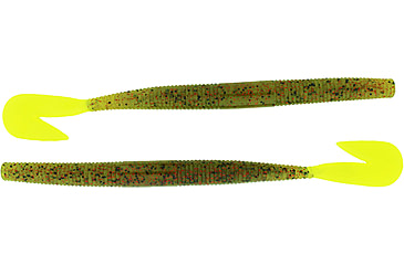 Image of Bass Assassin BANG Lures RSB Worm, 7.25in, 8 per Pack, Watermelon Red Glitter/Chartreuse Tail, 7.25, RSB53267