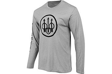 Image of Beretta Trident Logo T-Shirt - Men's, Long Sleeve, Stone Heather, Medium, TS229T1890096BM