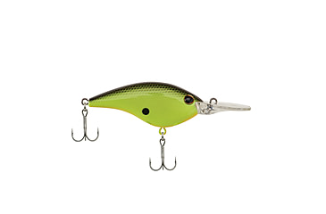 Image of Berkley Frittside Hard Bait, Crankbait, 9, 1/2oz, 2 3/4in / 7cm, 7ft-10ft / 2-3m, Hook Size 5, 2 Hooks, Black Chartreuse, BHBFS9-BCH