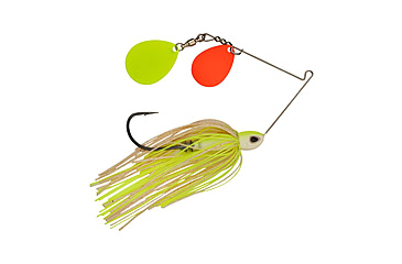 Image of Berkley Power Blade Compact Double Colorado Spinnerbait, 1/2oz, White Chartreuse/Orange + Chartreuse, 1570590