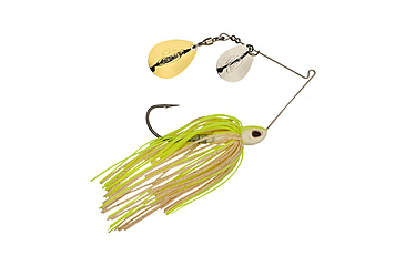Image of Berkley Power Blade Compact Double Colorado Spinnerbait, 3/8oz, White Chartreuse/Silver + Gold, 1570578