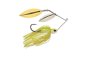 Image of Berkley Power Blade Compact Double Williw Spinnerbait, 1oz, White Chartreuse/Silver + Gold, 1570673