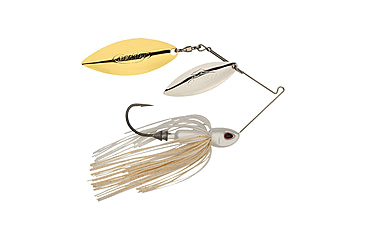 Image of Berkley Power Blade Compact Double Williw Spinnerbait, 1oz, White/Silver + Gold, 1570672