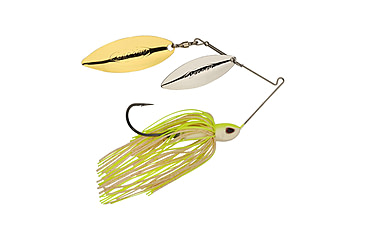 Image of Berkley Power Blade Compact Double Williw Spinnerbait, 3/4oz, White Chartreuse/Silver + Gold, 1570658