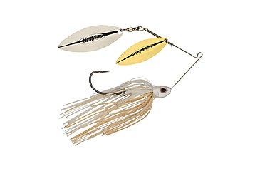 Image of Berkley Power Blade Compact Double Williw Spinnerbait, 3/4oz, White/Gold + Silver, 1570657