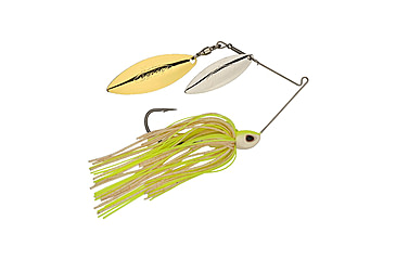 Image of Berkley Power Blade Compact Double Williw Spinnerbait, 3/8oz, White Chartreuse/Silver + Gold, 1570627