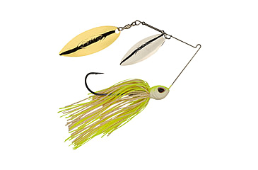 Image of Berkley Power Blade Standard Double Willow Spinnerbait, 1/2oz, White Chartreuse/Silver + Gold, 1570564