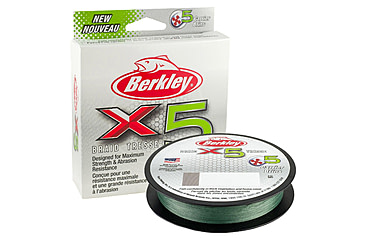 Image of Berkley X5 Braid 5-carriers create stress free line 330yd 65/17lb test 0.015 diam in Low-Vis Green, X5B33065-22, Low-Vis Green, 0.014 in/0.35 mm, 1486730