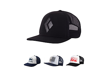 Image of Black Diamond Flat Bill Trucker-Hat, Black, Black/Black, Captain, Captain/Black, White-Fire Red