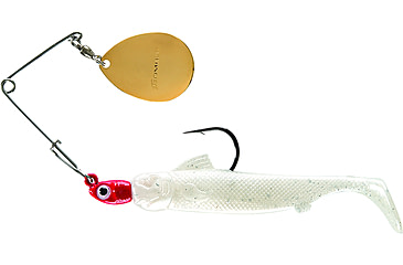 Image of Bomber Drumbeater Spinnerbait, 1/4oz, Red/Pearl Silver Fluoriscent, BSWDB219