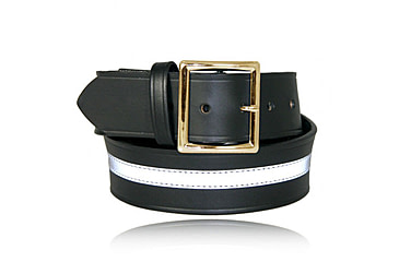 Image of Boston Leather 1.75in Garrison Belt w/ 1.5in Reflective Ribbon - Men's, Plain, Black, Gold Buckle, Size 40, 6505R-1-40-GLD