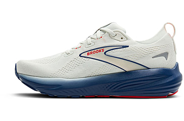 Image of Brooks Glycerin 22 Road Running Shoes - Mens, Gray/Navy Peony/Fiery Red, 9.5, 1D, 1104451D404.095