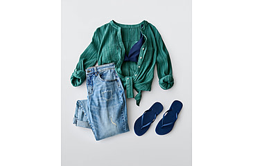 Image of Carve Designs Dylan Gauze Tunic - Womens, Forest Multistripe, Extra Small, TWTC52-339-XS