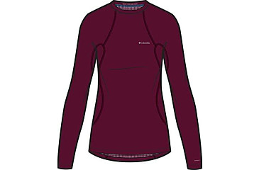 Image of Columbia Midweight Stretch Long Sleeve Top - Womens, Rich Wine, Extra Large, 1639021-624-XL