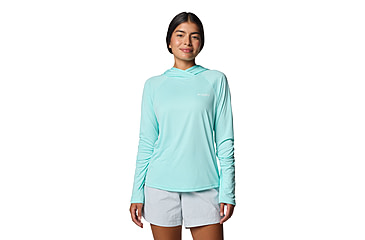 Image of Columbia PFG Tidal Tee II Hoodie - Womens, Gulf Stream, M, 2113691-499-M