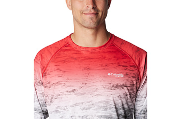 Image of Columbia Super Terminal Tackle Long Sleeve Shirt - Mens, Red Spark Deepsea Fade, S, 1709431-695-S