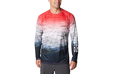 Image of Columbia Super Terminal Tackle Long Sleeve Shirt - Mens, Red Spark Deepsea Fade, S, 1709431-695-S