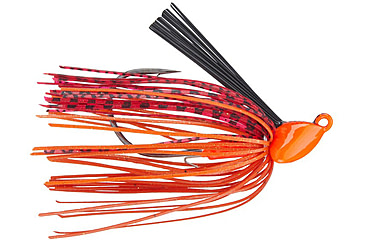 Image of Daiwa Evergreen Grass Ripper Swim Jig, 1/4, 4 Hook, Fire Craw, GR-14-14