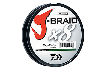 Image of Daiwa J-Braid 8X Braided Line w/Filler Spool, 150yds, 40lb, Dark Green, JB8U40-150DG
