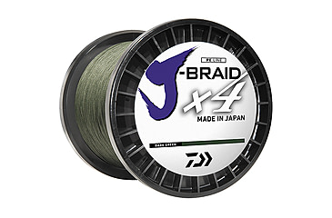 Image of Daiwa J-Braid 4X Braided Line w/ Bulk Spool, 50lb, 3000yd, Dark Green, JB4U50-3000DG