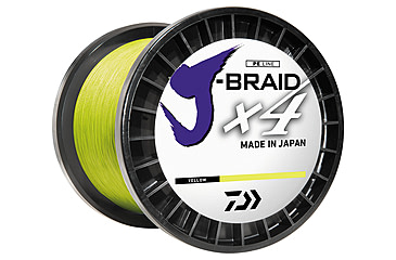 Image of Daiwa J-Braid 4X Braided Line w/ Bulk Spool, 80lb, 3000yd, Fluorescent Yellow, JB4U80-3000FY