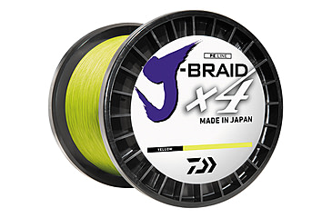 Image of Daiwa J-Braid 4X Braided Line w/ Bulk Spool, 3000yds, 10lb, Fluorescent Yellow, JB4U10-3000FY