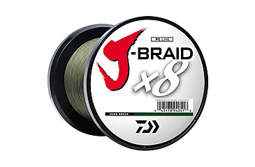 Image of Daiwa J-Braid 8X Braided Line w/Bulk Spool, 3000yds, 65lb, Dark Green, JB8U65-3000DG