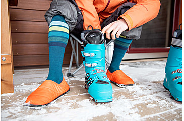 Image of Darn Tough Snowburst Over-The-Calf Midweight w/ Cushion Ski Sock - Womens, Dark Teal, Small, 8028-DARK-TEAL-S-DARN