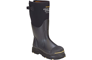 Image of Dryshod Steel-Toe Adjustable Gusset Work Boot, Black/Yellow, 16, STG-UH-BK-016