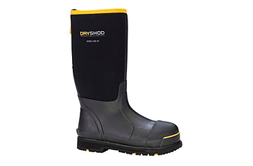 Image of Dryshod Steel-Toe Hi Protective Work Boot, Black/Yellow, 10 STT-UH-BK-010