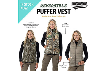 Image of DSG Outerwear Reversible Puffer Vest - Womens, Mossy Oak Bottomland Original/Stone, Large, 515110