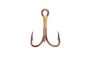 Image of Eagle Claw 2x Double and Treble Hook,Curved Point,Regular Shank,Bronze,A-Pack Hooks 374A-6