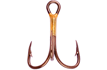 Image of Eagle Claw 2x Double and Treble Hook,Curved Point,Regular Shank,Bronze,R-Pack 374R-8