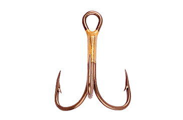 Image of Eagle Claw 2x Double and Treble Hook,Curved Point,Regular Shank,Bronze,A-Pack Hooks 374A-10